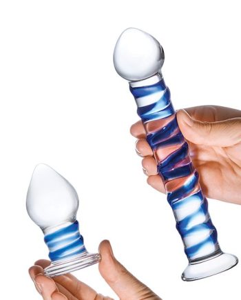Glas Swirly Dildo & Butt Plug Set